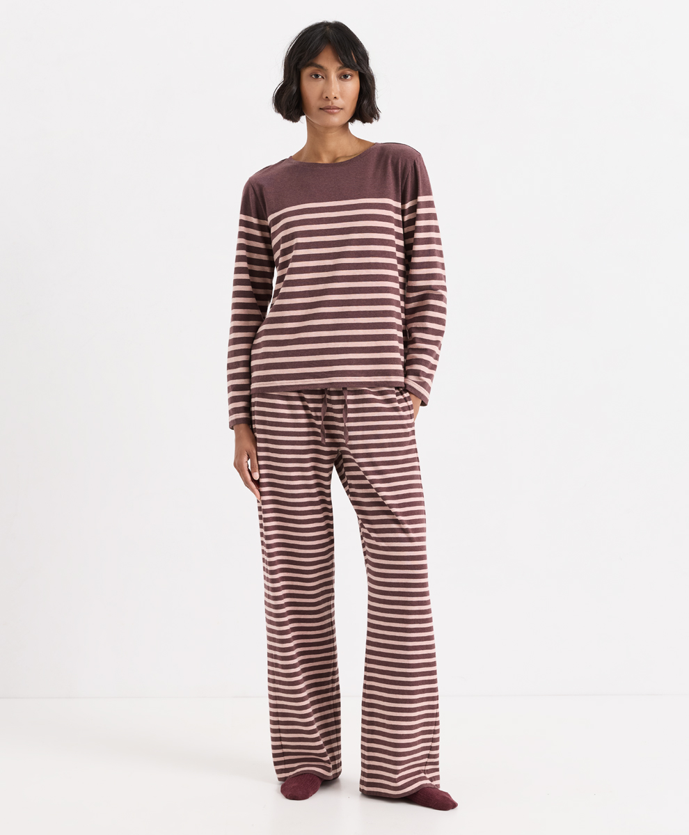 merlot & clay heather stripe