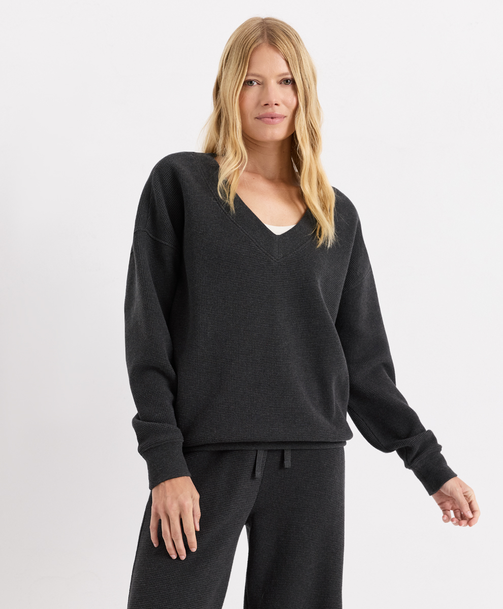Organic Luxe Waffle V-Neck Top