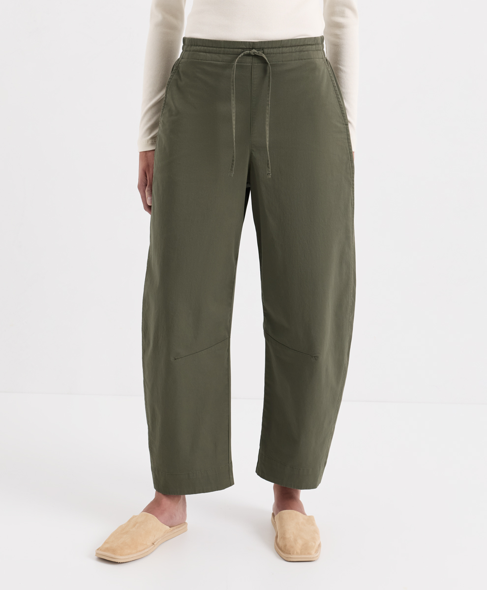 Organic Peached Twill Pull-On Barrel Pant