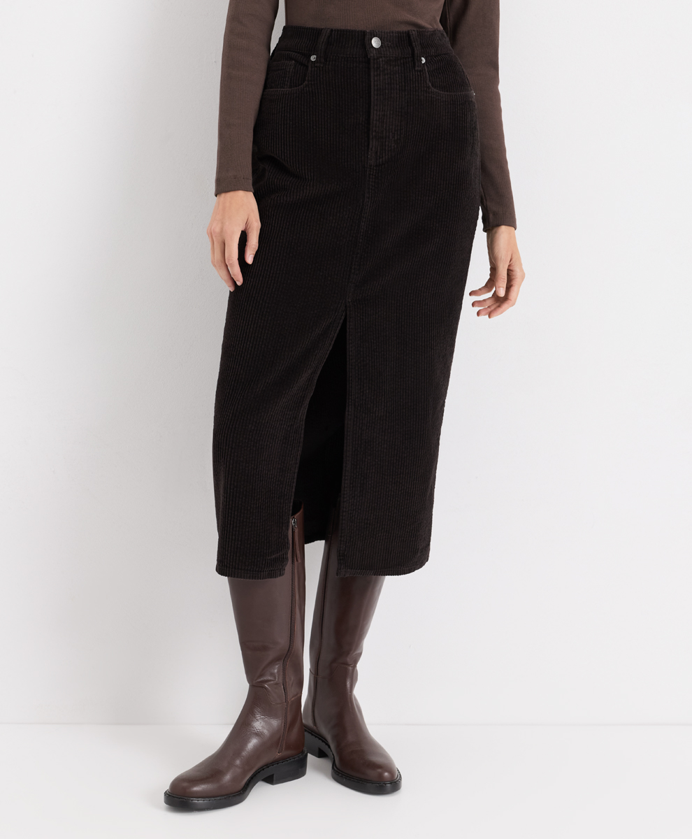 Organic Textured Corduroy Midi Skirt
