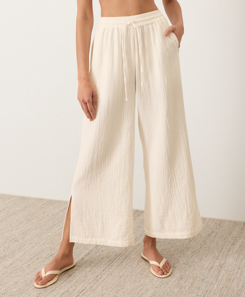 Clearance Organic Coastal Double Gauze Split Hem Pant
