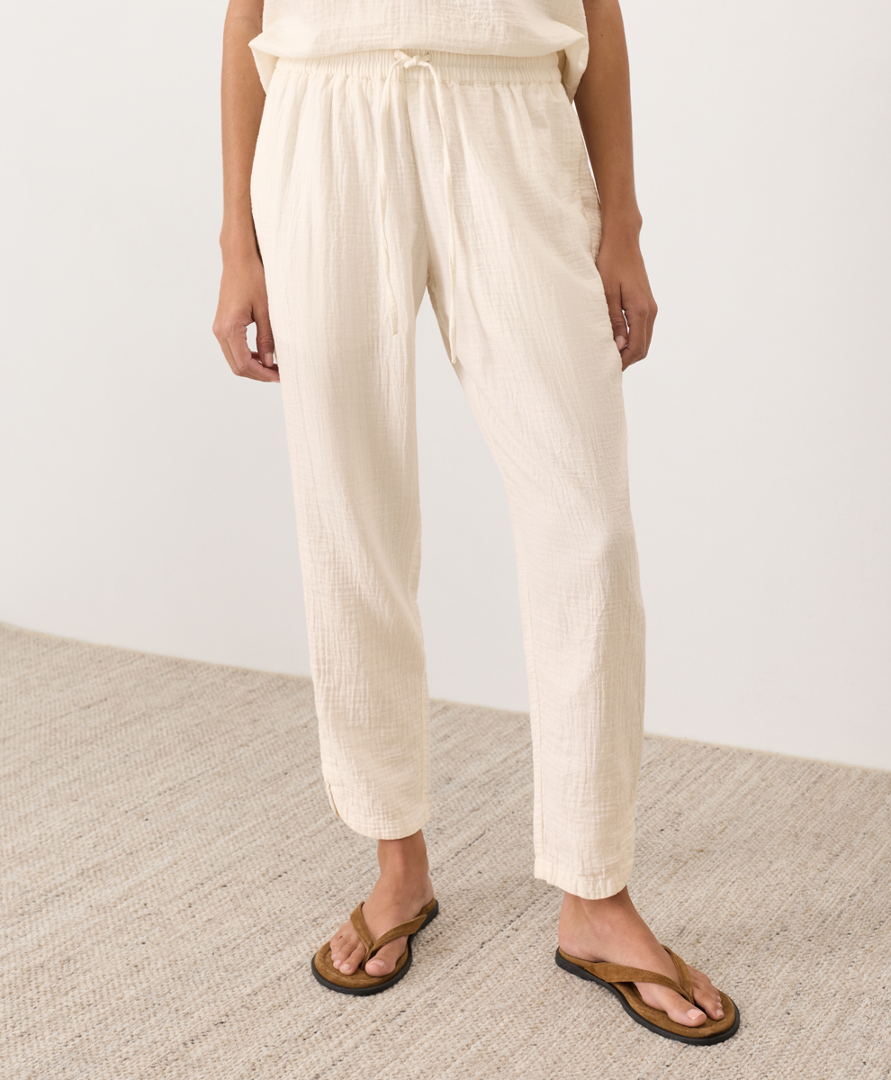 Clearance Organic Coastal Double Gauze Tapered Pull-On Pant