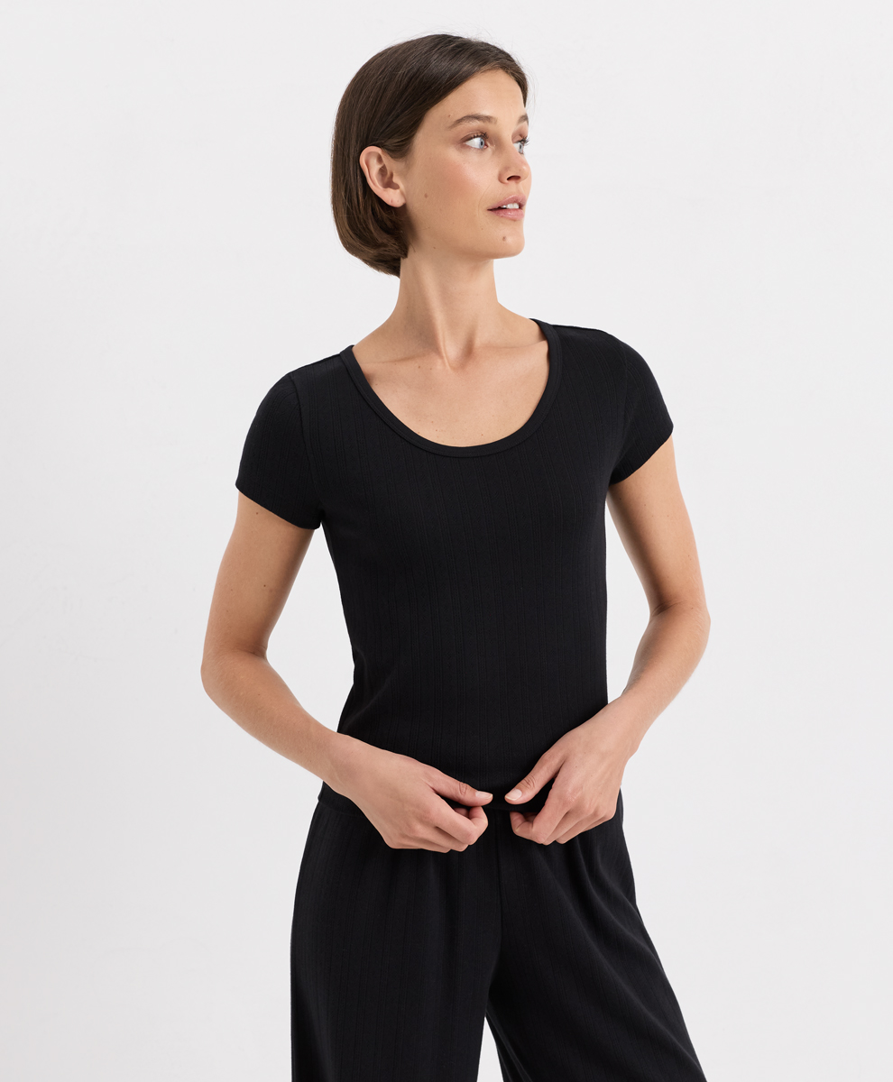 Organic Pointelle Scoop Neck Tee