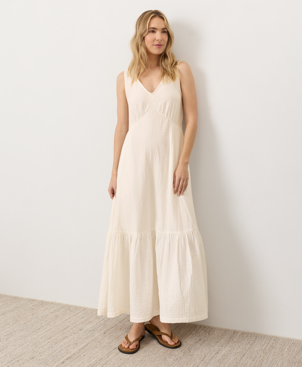 Clearance Organic Coastal Double Gauze Beach To Brunch Maxi Dress